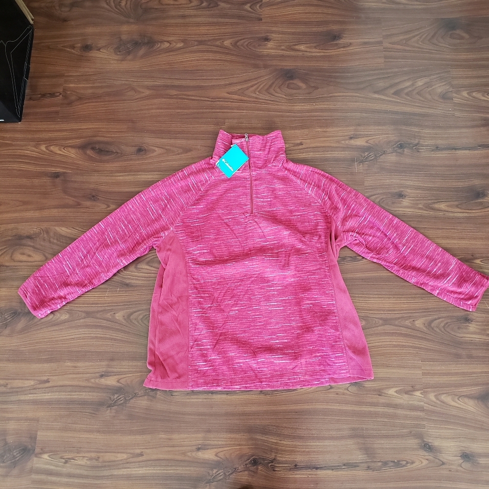 New Sz 2X Women's Columbia Pink Partial-Zip Glacial Fleece Pullover